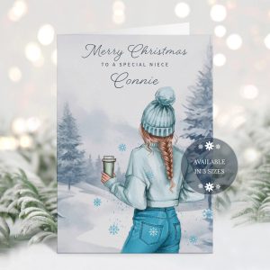 Christmas Blue Bobble Hat 1