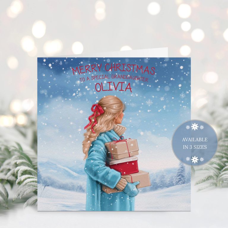Handmade Christmas Card ‘Cosy Blue Coat’