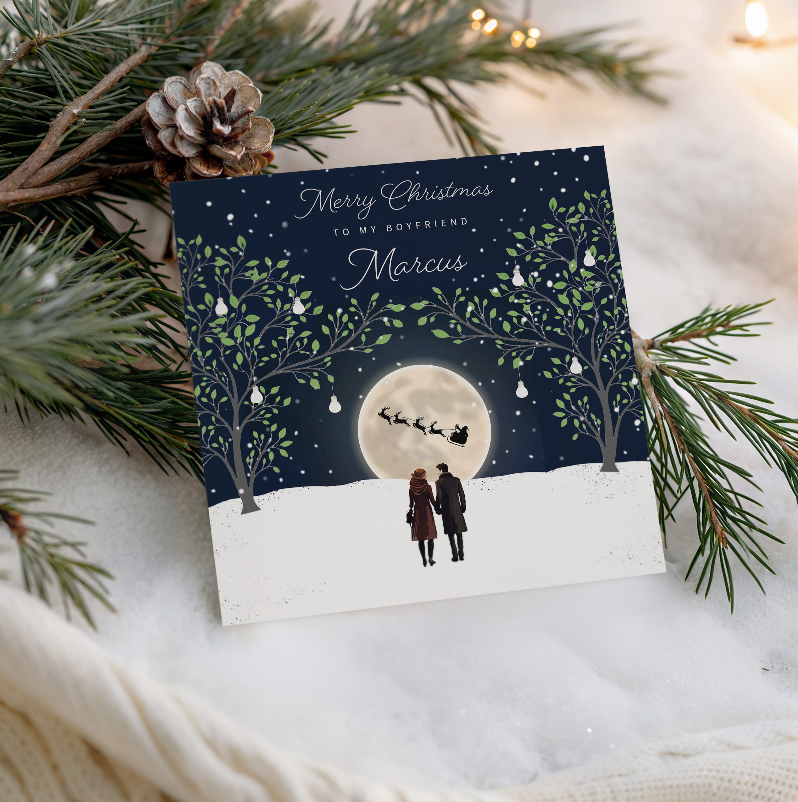 Personalised Christmas Card For Couples