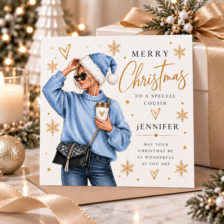 Personalised Winter Christmas Card for Her