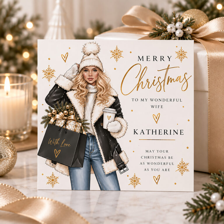 Personalised Christmas Card for Her – Stylish Winter Card