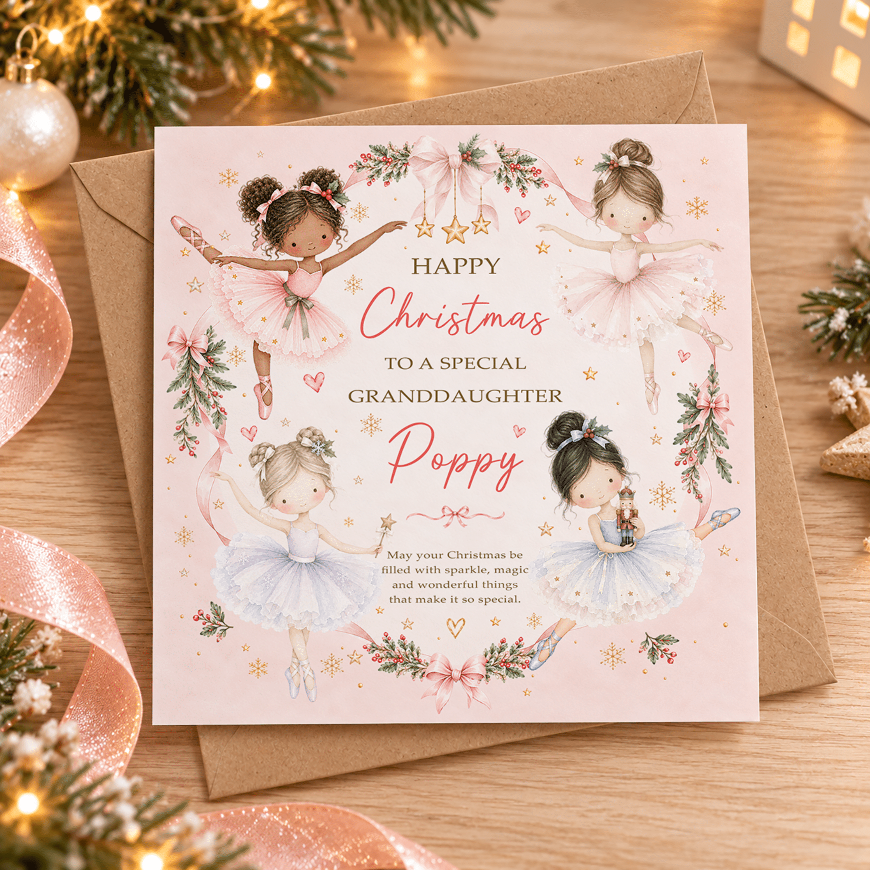 Personalised Christmas Ballet Card for Daughter