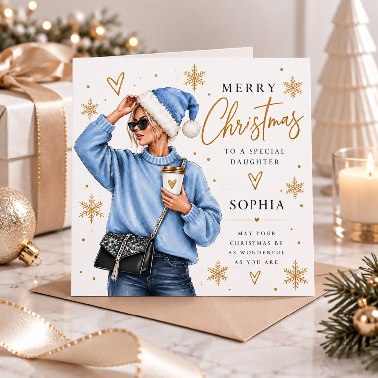 Personalised Winter Christmas Card for Her