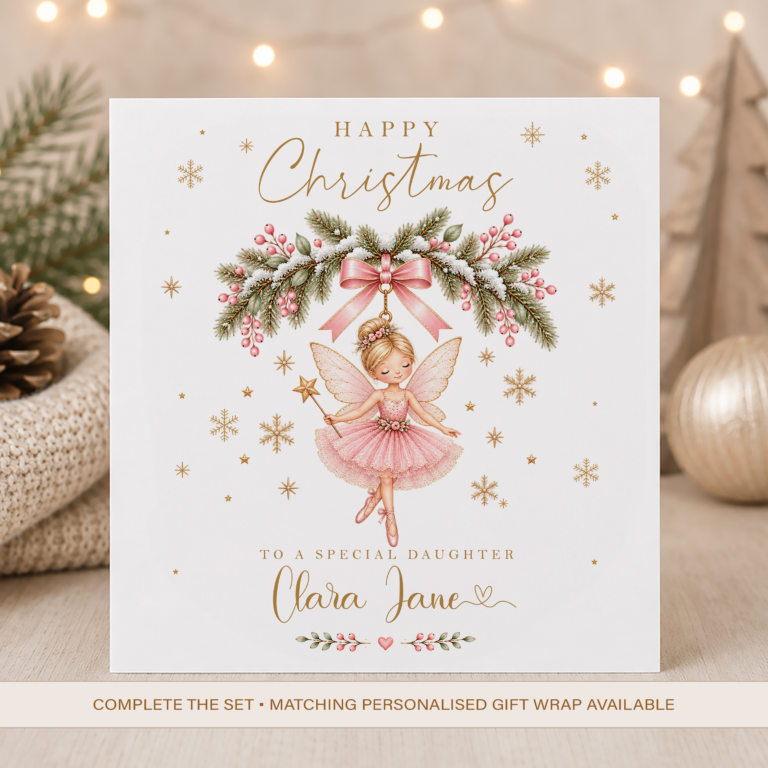 Personalised Fairy Christmas Card for Girls