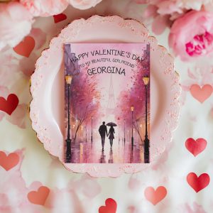 Valentine's Couple with Umbrella A5 Card