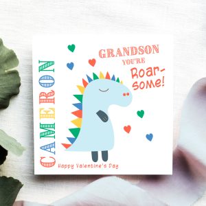 Blue Dinosaur Valentine's Card