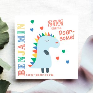 Blue Dinosaur Valentine's Card