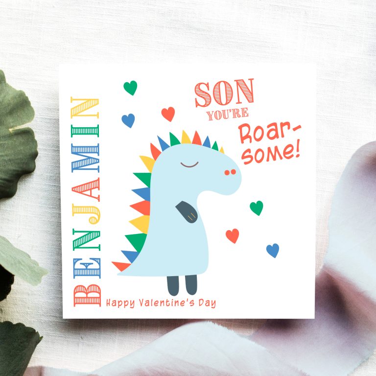 Handmade Valentines Card “Roarsome Dinosaur”