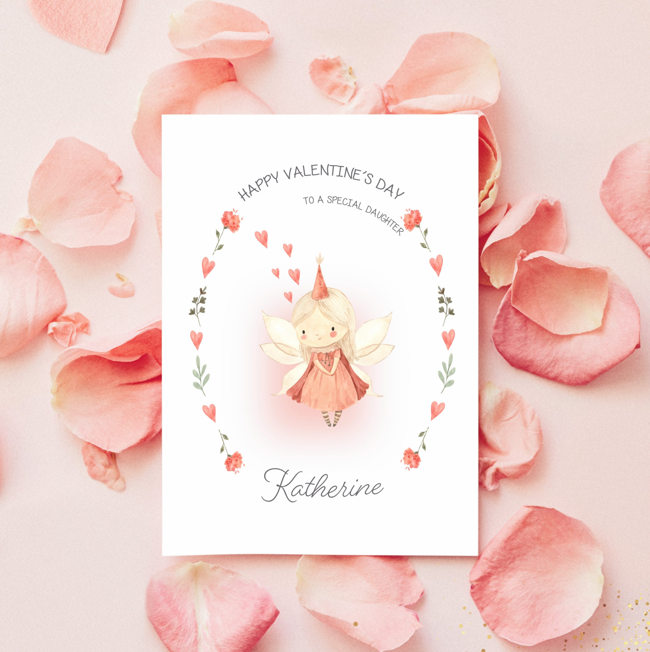 Fairy Valentine's Wreath A5 Card
