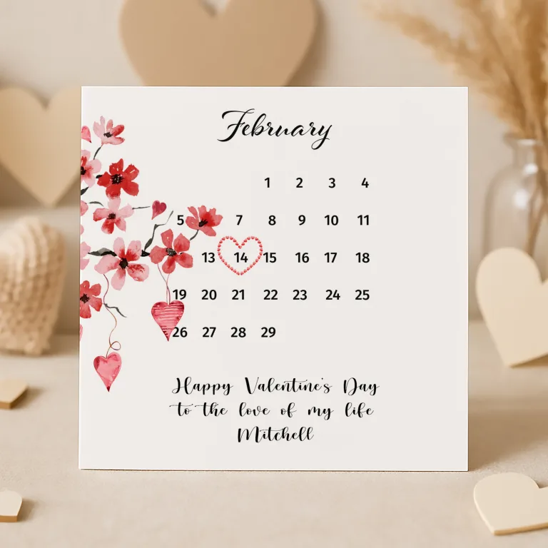 Handmade Valentines Card  “Valentine Calendar”
