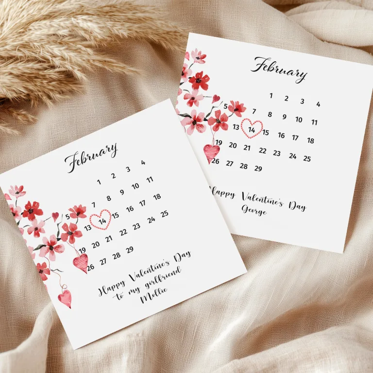 Handmade Valentines Card  “Valentine Calendar”