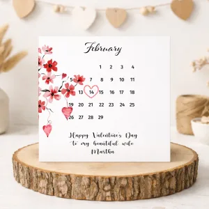 Personalised Valentine Calendar Card
