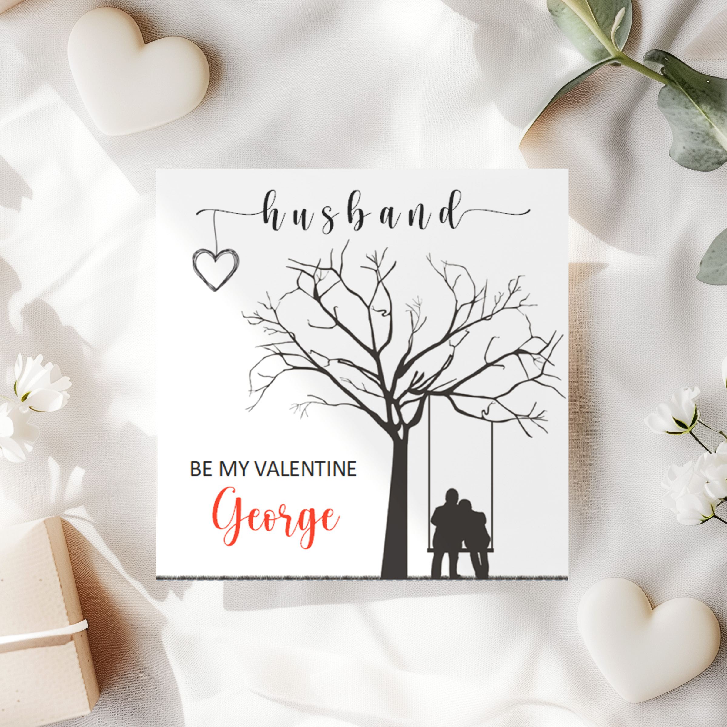 Valentine's Card Couple on Swing