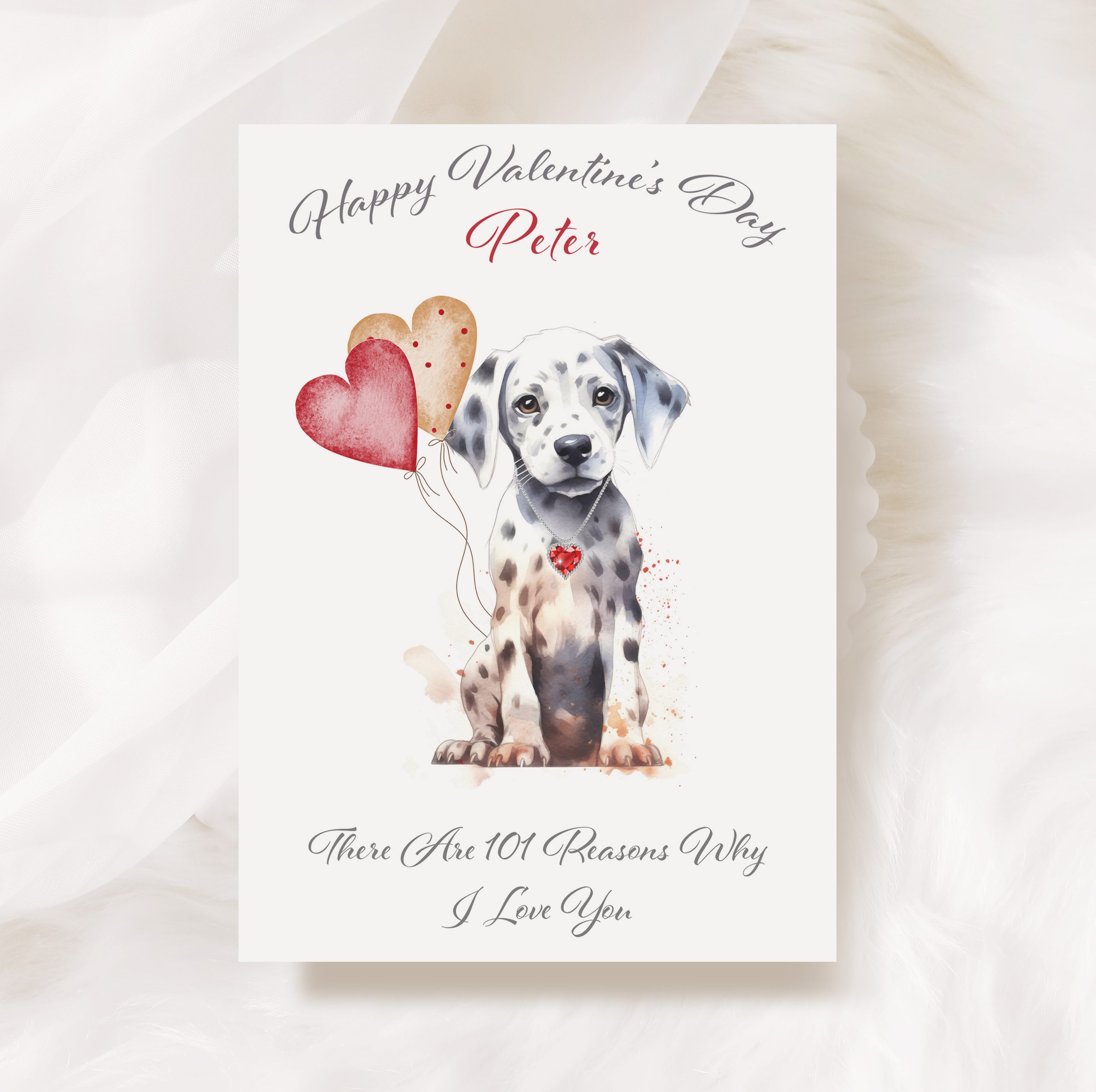 Valentine's Dalmatian A5 Card