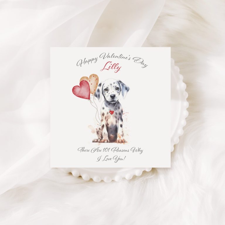 Handmade Valentines Card  “Dalmatian”