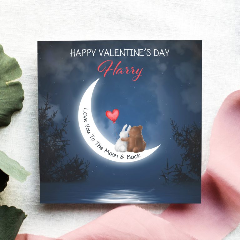 Handmade Valentines Card “Bunny & Bear”
