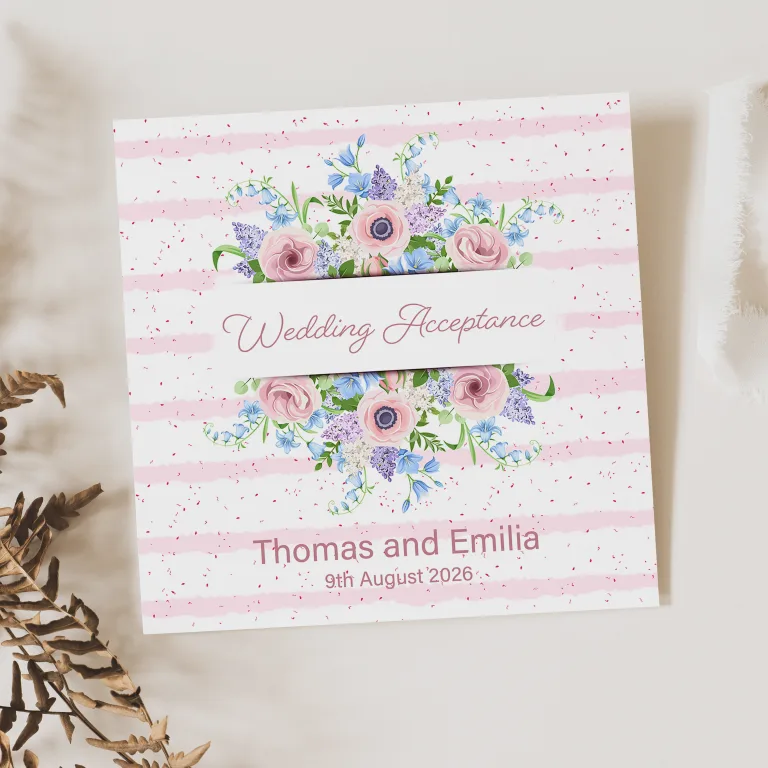 Personalised Floral Wedding Acceptance Card