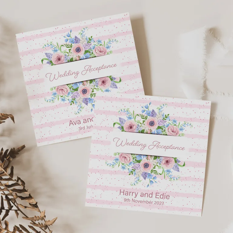 Personalised Floral Wedding Acceptance Card