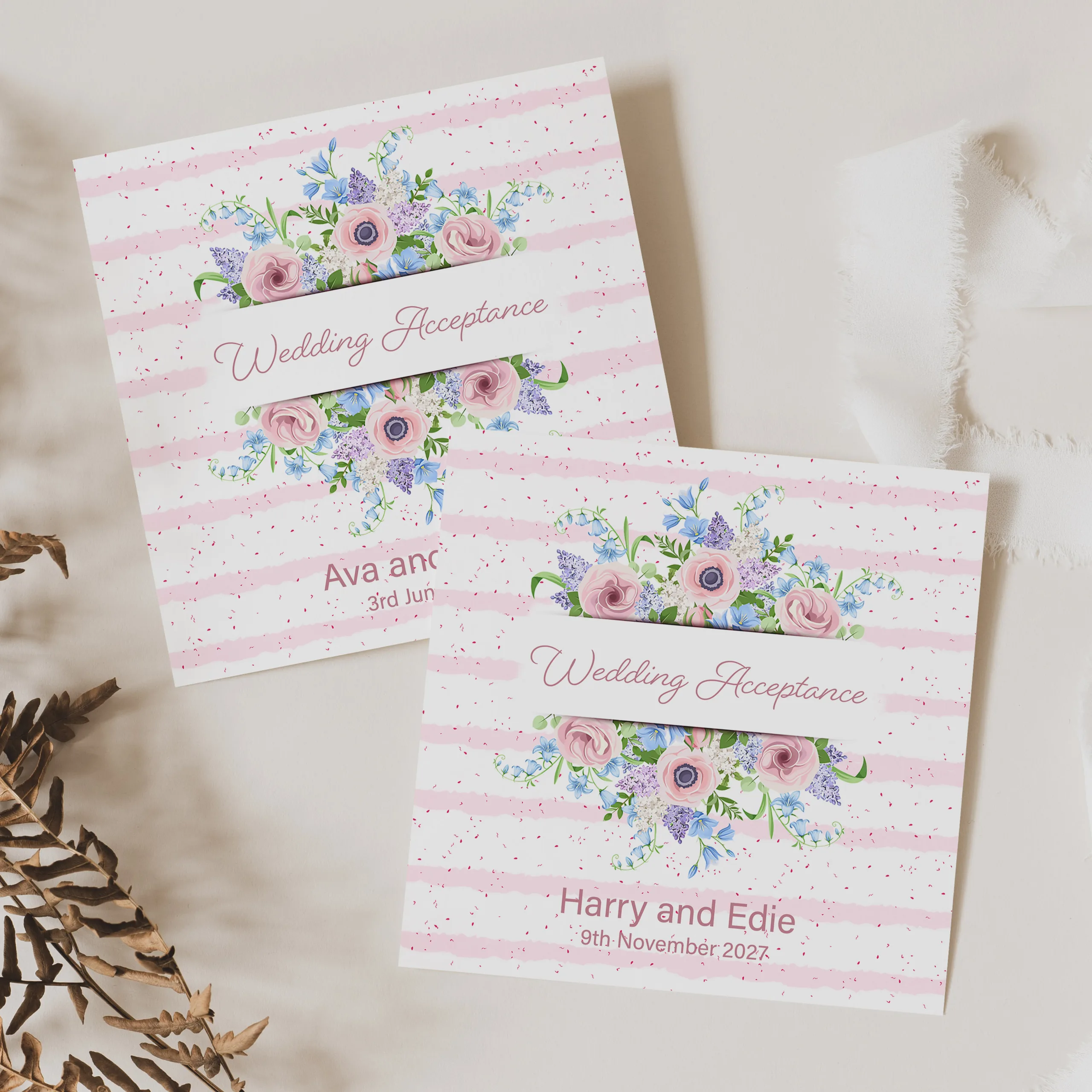 Personalised Wedding Acceptance Card