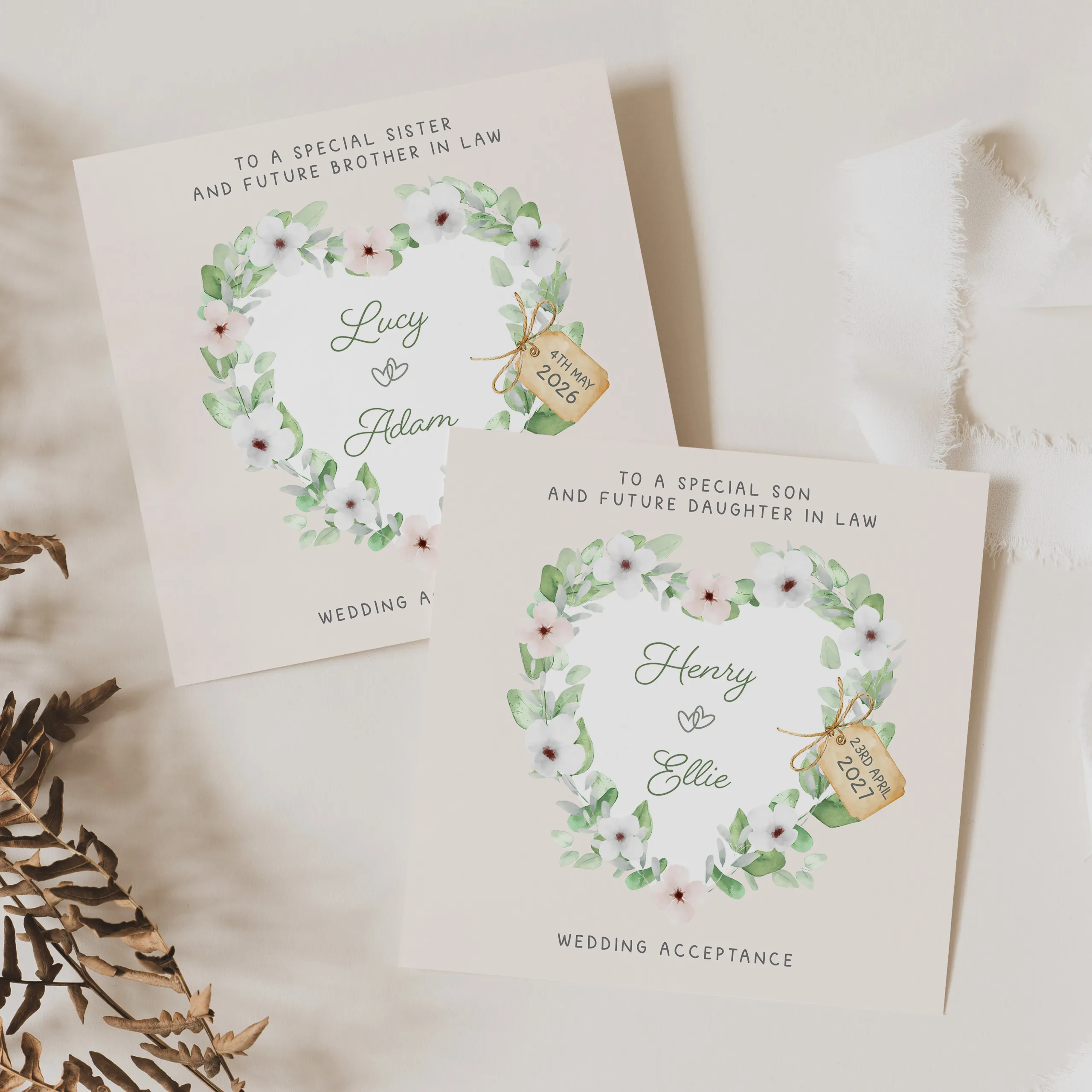Personalised Wedding Acceptance Card