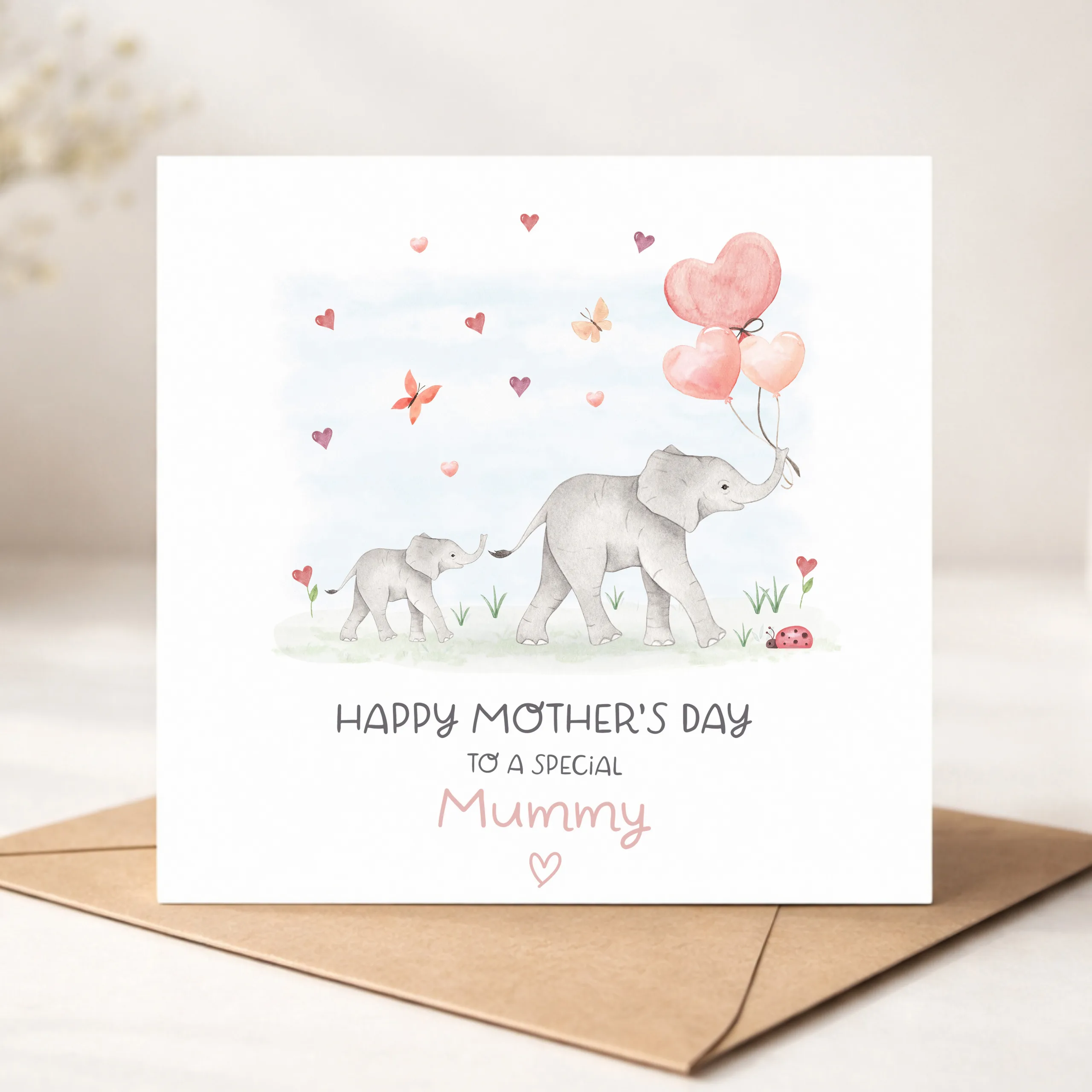 Mother's Day Elephant Mummy and Baby Card