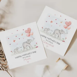Mother's Day Elephant Mummy and Baby Card