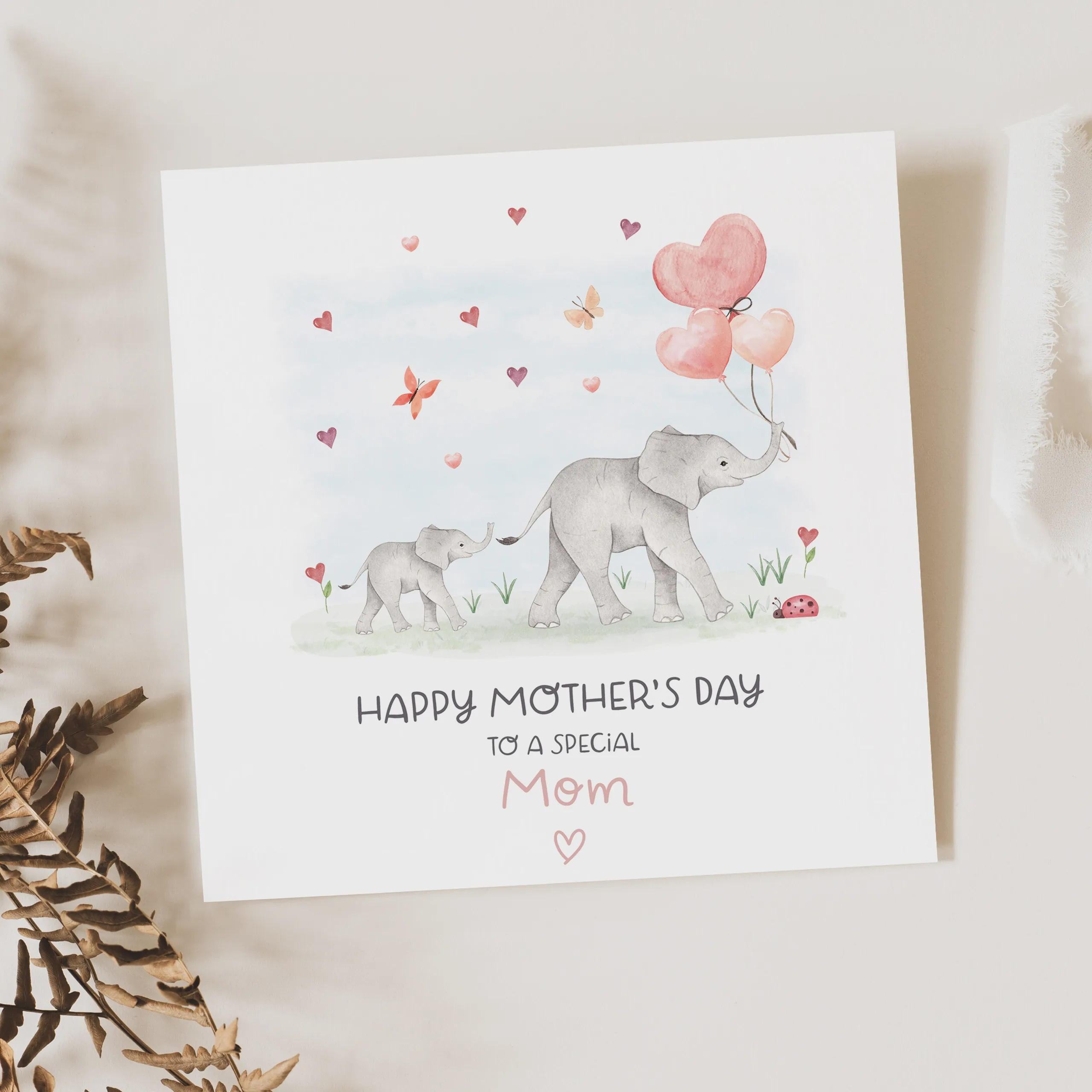 Mother's Day Elephant Mummy and Baby Card