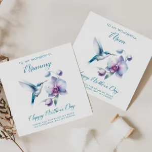 Personalised Mother's Day Humming Bird Card