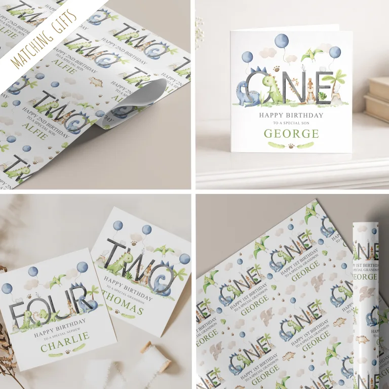 Personalised Dinosaur Birthday Name Gift Wrapping Paper