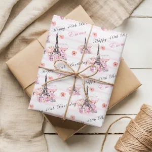 Personalised Birthday Eiffel Tower Gift Wrapping Paper