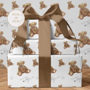 Personalised New Baby Teddy Wrapping Paper
