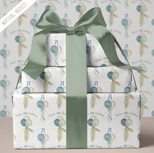 Boho Balloon Birthday Gift Wrapping Paper