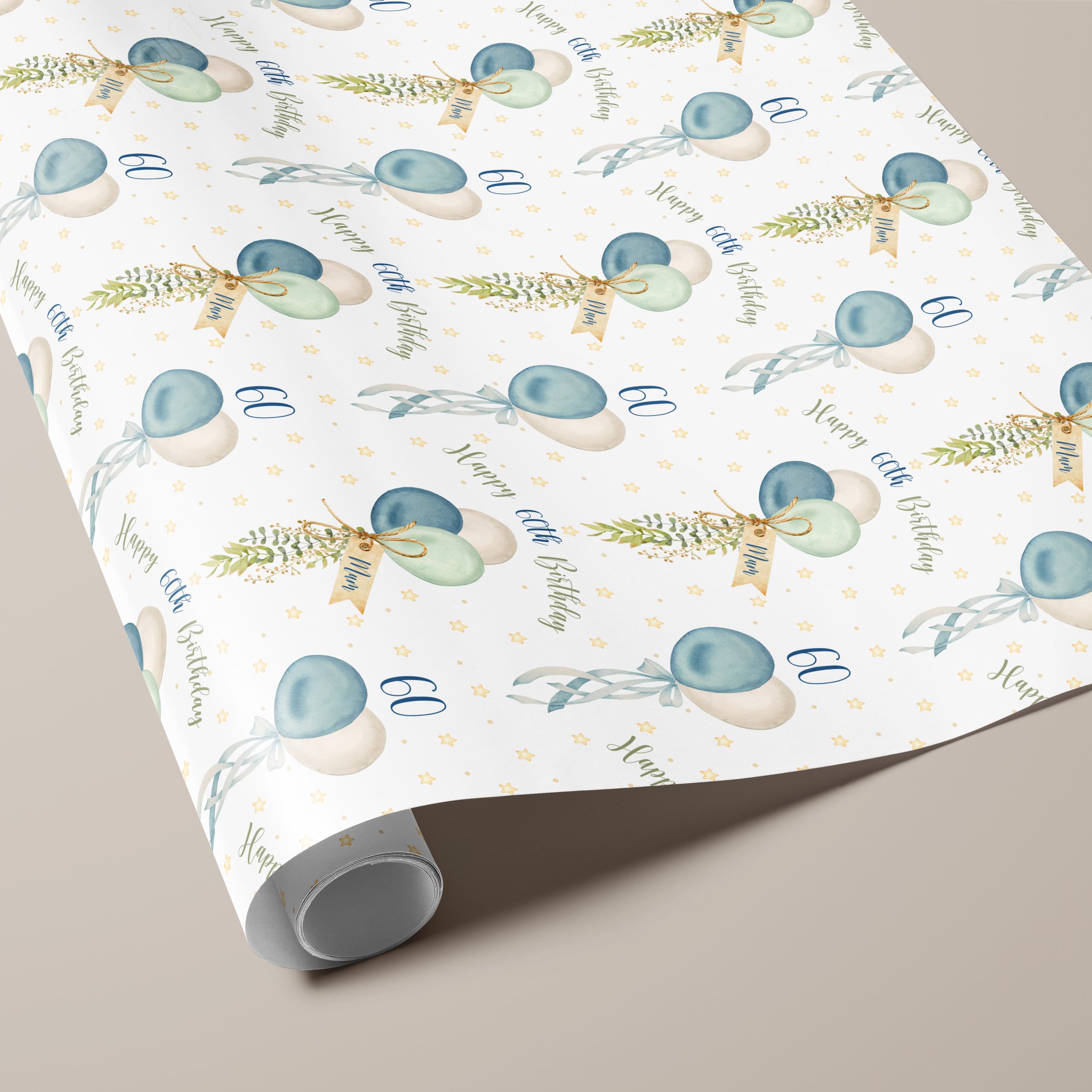 Boho Balloon Birthday Gift Wrapping Paper