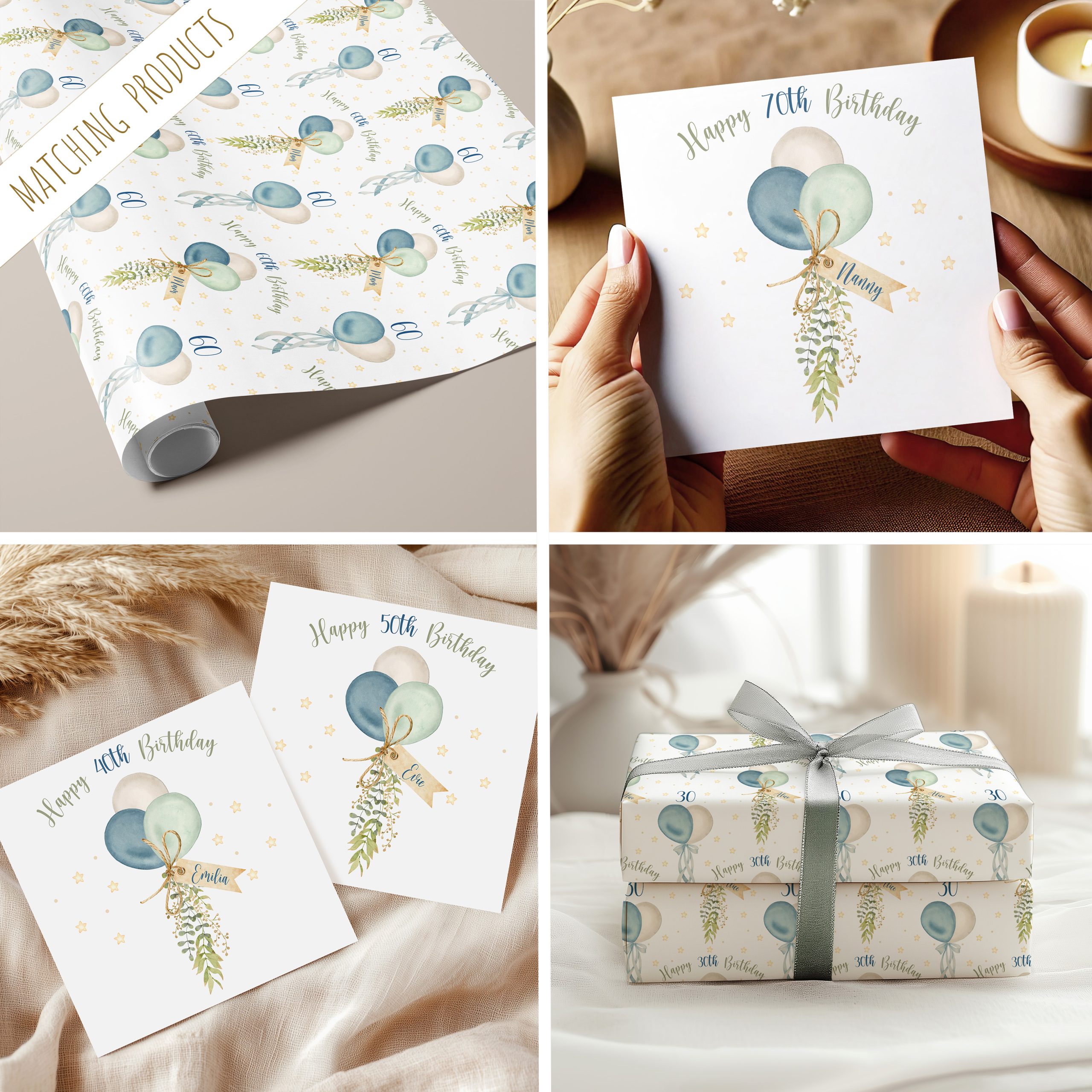 Birthday Boho Balloons Wrapping Paper 7
