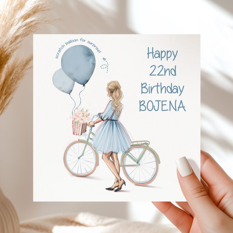 Handmade Scratch Birthday Card ‘Blue Dress’