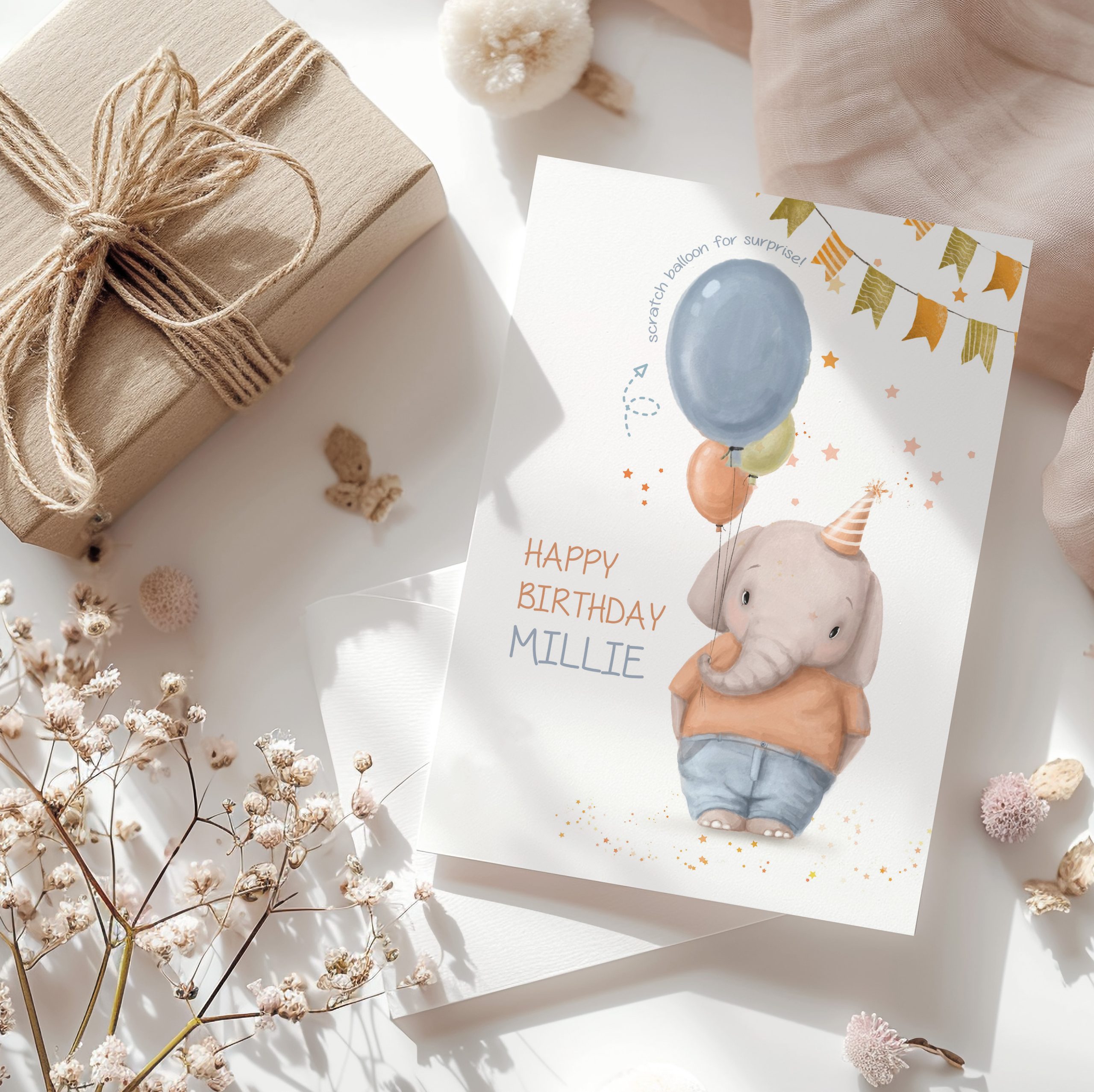 Birthday Scratch Card Elephant Card