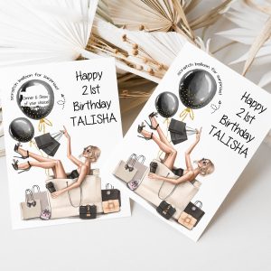 Birthday Scratch Card Lady Shopping Card