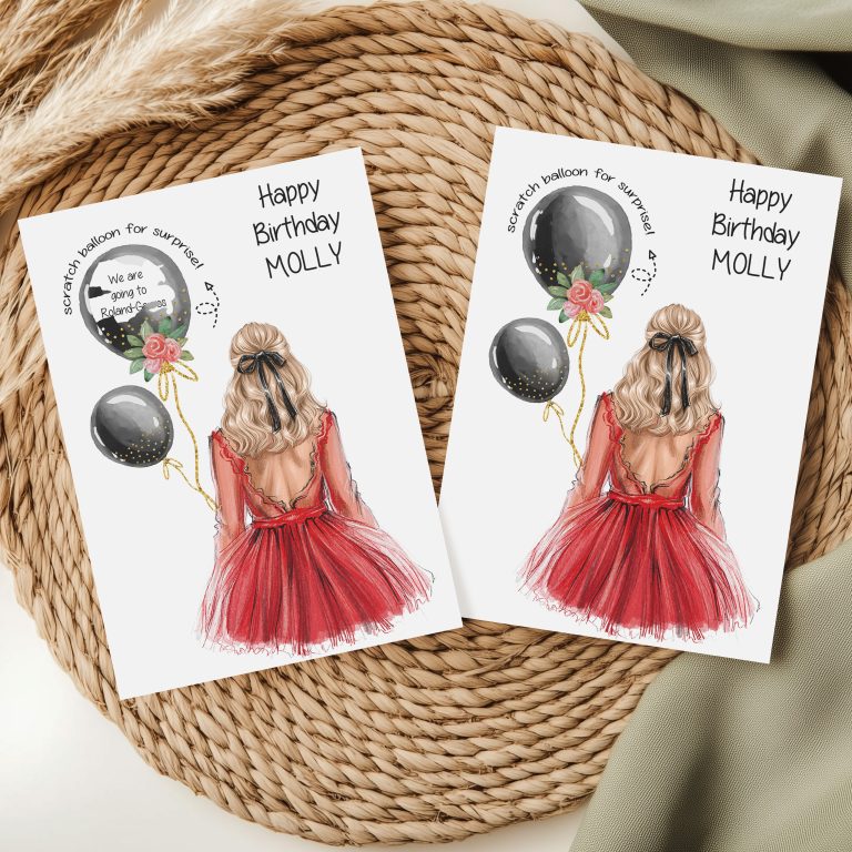 Handmade Scratch Birthday Card ‘Red Dress’