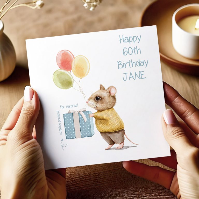 Handmade Scratch Birthday Card ‘Little Mouse’