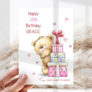 Birthday Scratch Card Teddy with Presents Card 1