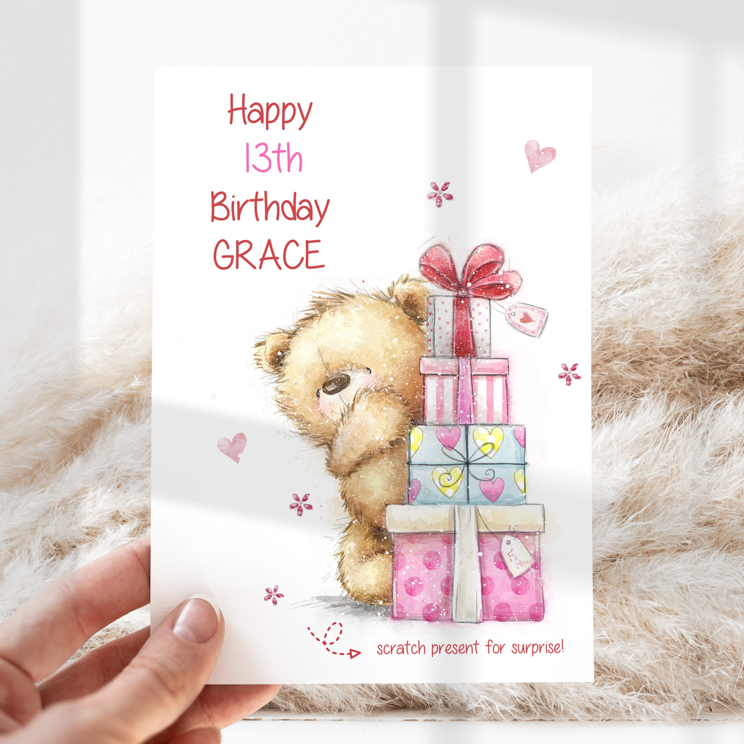 Birthday Scratch Card Teddy with Presents Card 1