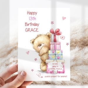 Birthday Scratch Card Teddy with Presents Card
