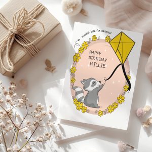 Birthday Scratch Card Yellow Wreath with kite