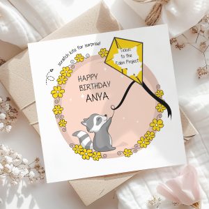 Birthday Scratch Card Yellow Wreath with kite