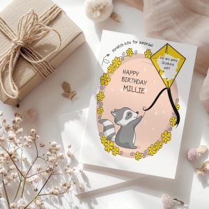 Birthday Scratch Card Yellow Wreath with kite