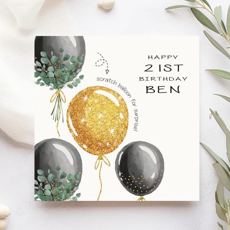Handmade Scratch Birthday Card ‘Birthday Balloons’