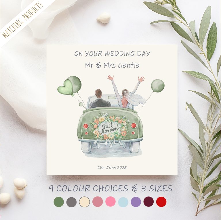 Handmade Personalised Wedding Card ‘Wedding Car’