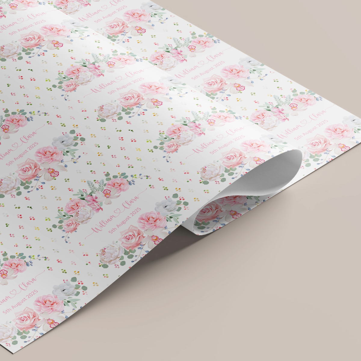 Personalised Pink Floral Wedding Gift Wrap
