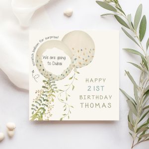 Scratch Card White Balloons Sage