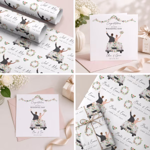 Wedding White Car Gift Wrapping Paper